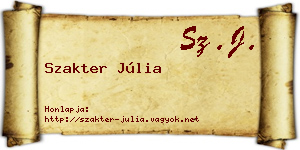 Szakter Júlia névjegykártya